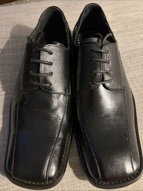 Vangelo Black Leather Lace-Up Derby Oxfords SIZE 9